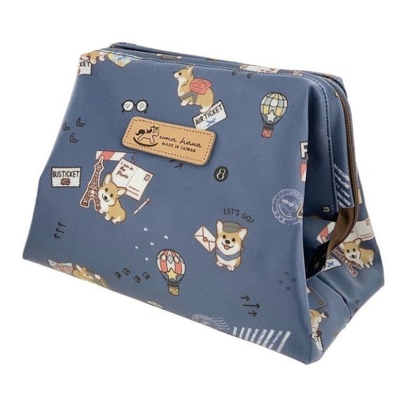Uma Hana Handbags - Waterproof Corgi Large Opening Makeup Cosmetic Bag